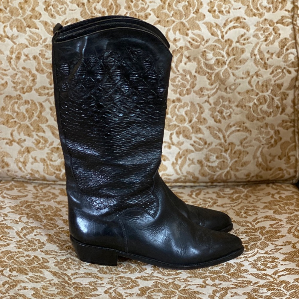 SOLD — Vintage Leather Cowboy Boots